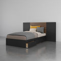 3 Piece Twin Size Bedroom Set in Walnut and Black I4520