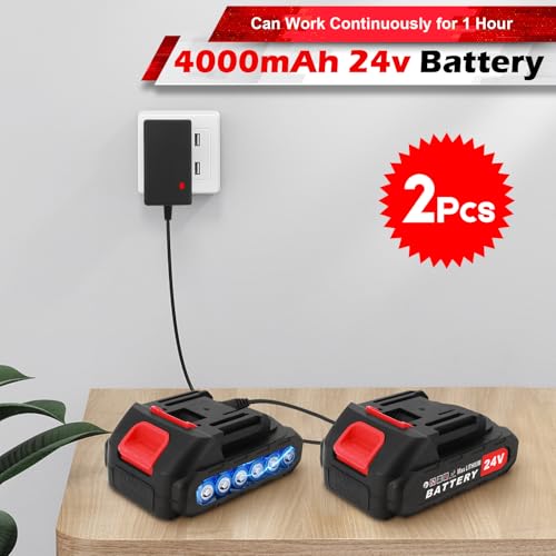 24V Cordless Electric Leaf Blower with 2 Pack Batteries and Charger U12177