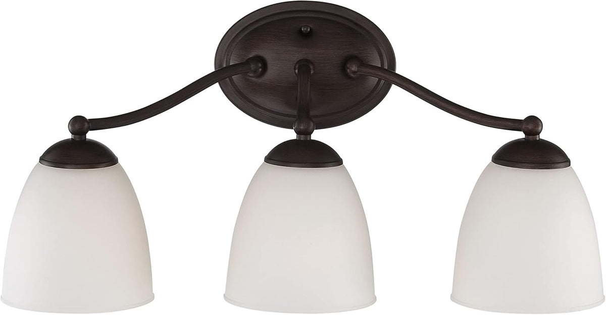 Three Light Vanity Frosted Glass Brushed Nickel Fixture R304