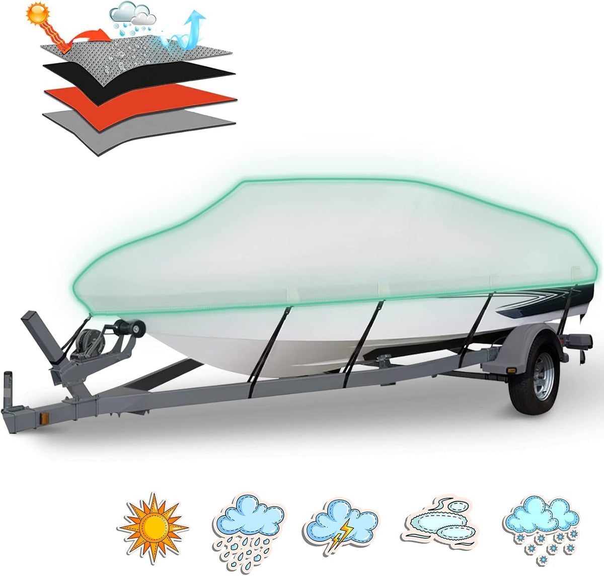 600D PU Waterproof Boat Cover X1675