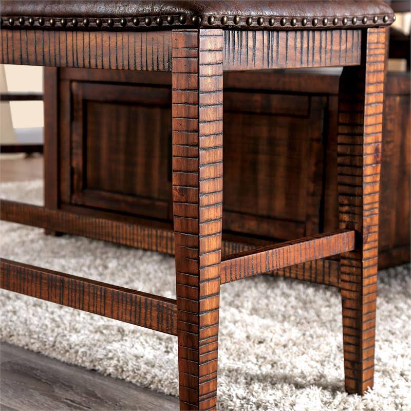 Solid Wood Counter Height Bench in Dark Oak I5519