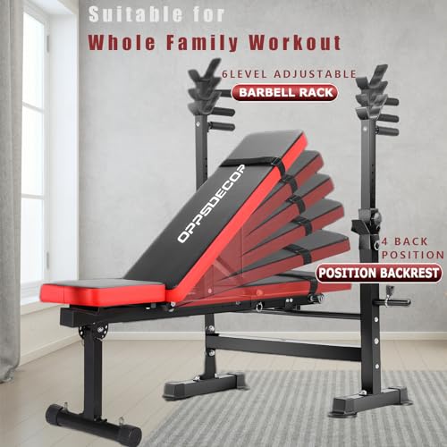 Adjustable 6 in 1 Weight Bench with Squat Barbell Rack U891