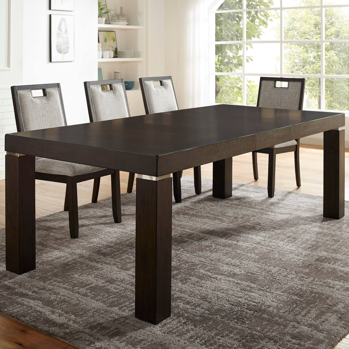 Beige Side Chairs Set of 2 Dark Walnut S577