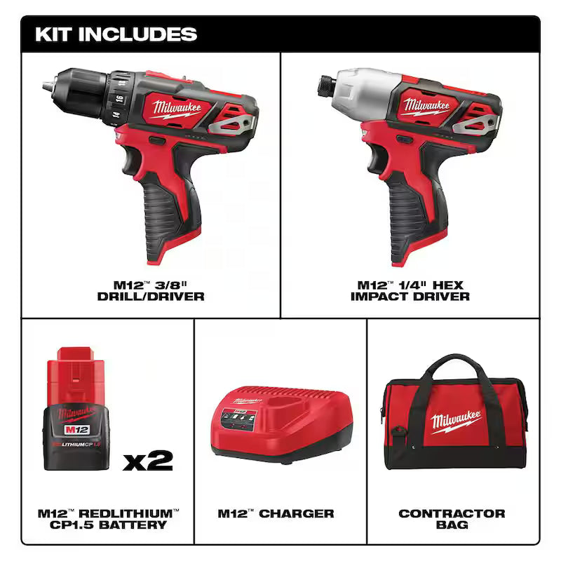12V Cordless Drill Driver/Impact Driver Combo Kit with 23-Piece Titanium Drill Bit Set Q126740