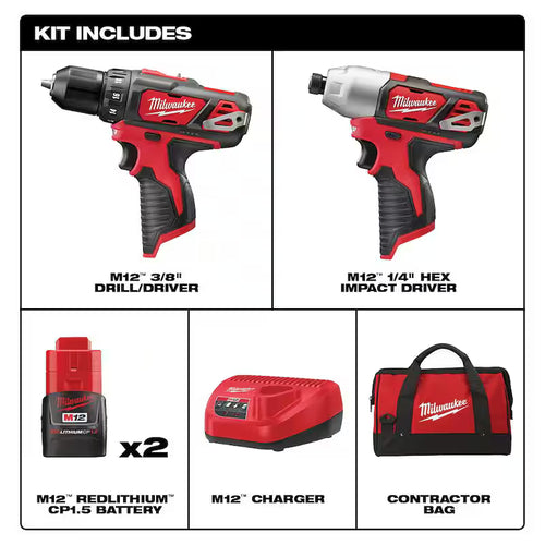12V Cordless Drill Driver/Impact Driver Combo Kit with 23-Piece Titanium Drill Bit Set Q126740