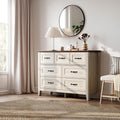 7 Drawer Rustic Oak Wood Dresser W52845