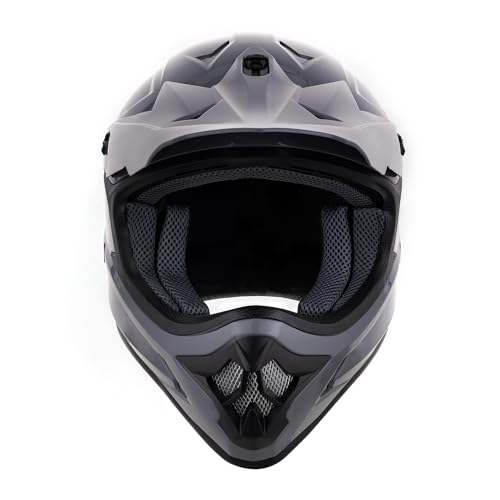 Adult ATV Dirt Bike Helmet with Goggles Gloves & Mask Adjustable Sun Visor Motorcycle Helmet Off-Road Motocross Downhill Moped MX Gray O512