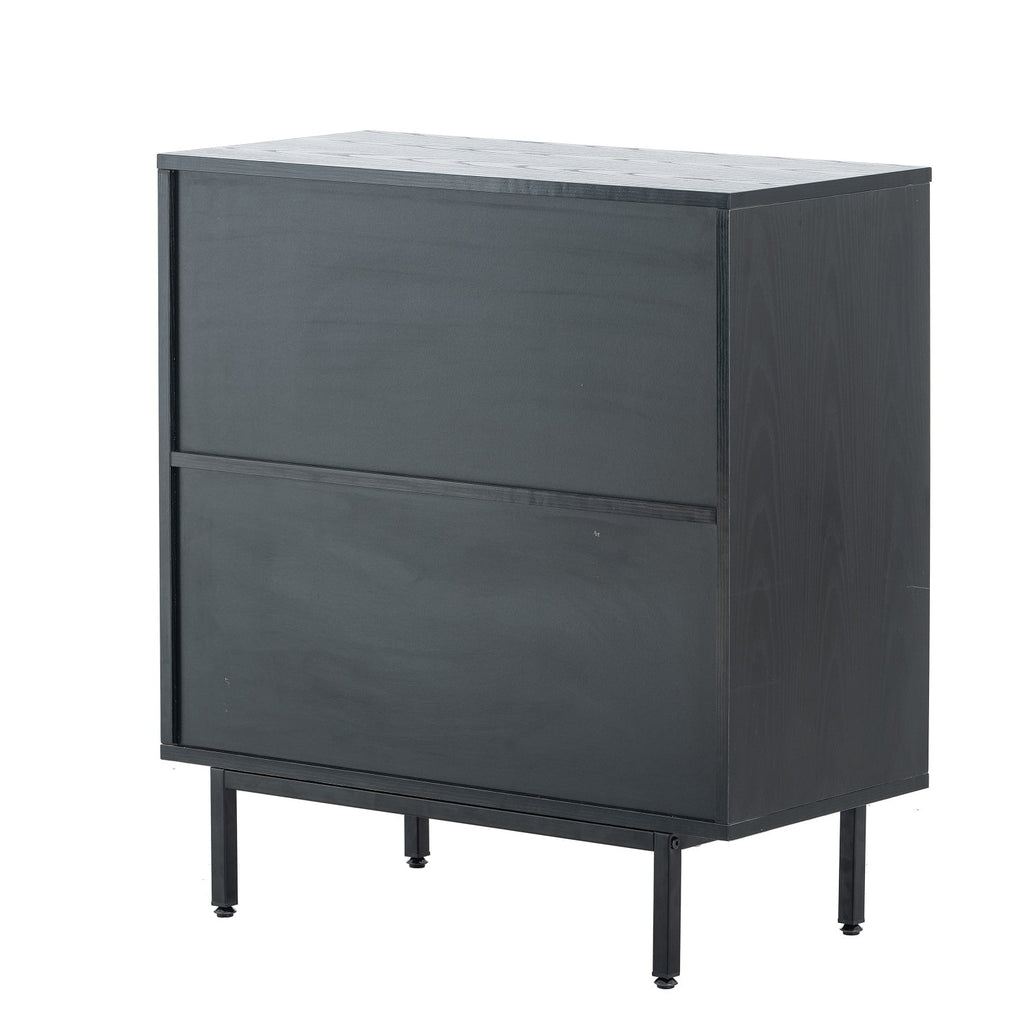 Black Rattan Storage Cabinet with 2 Doors C651