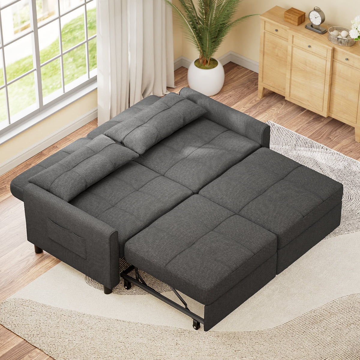 Gray Convertible Sofa Bed V116