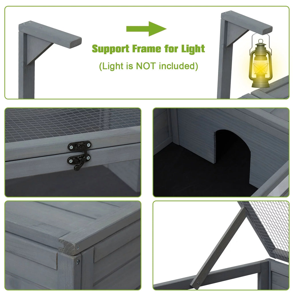 Large Wooden Tortoise House Enclosure with Support Frame U472090