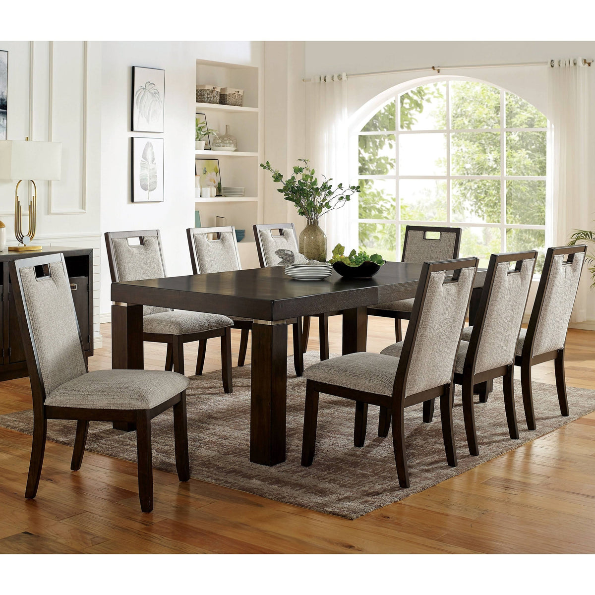 Beige Side Chairs Set of 2 Dark Walnut S577