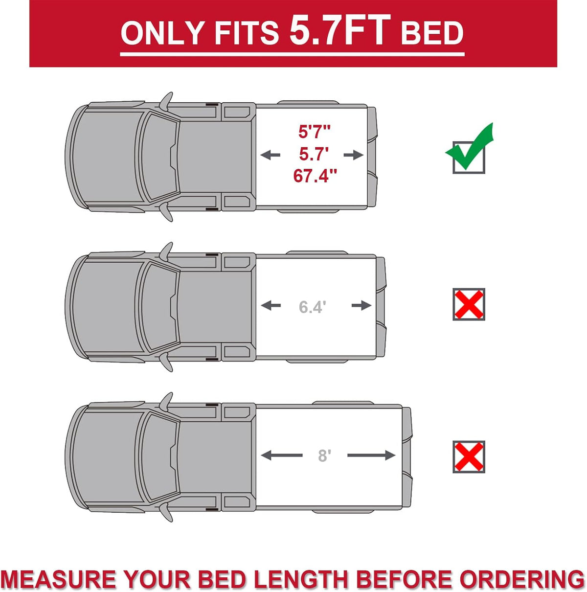5.7ft Tri-fold Truck Bed Tonneau Cover S517