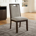 Beige Side Chairs Set of 2 Dark Walnut S577