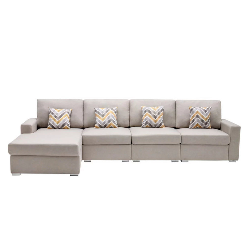 4pc Reversible Sectional Chaise Sofa with Pillows B259124