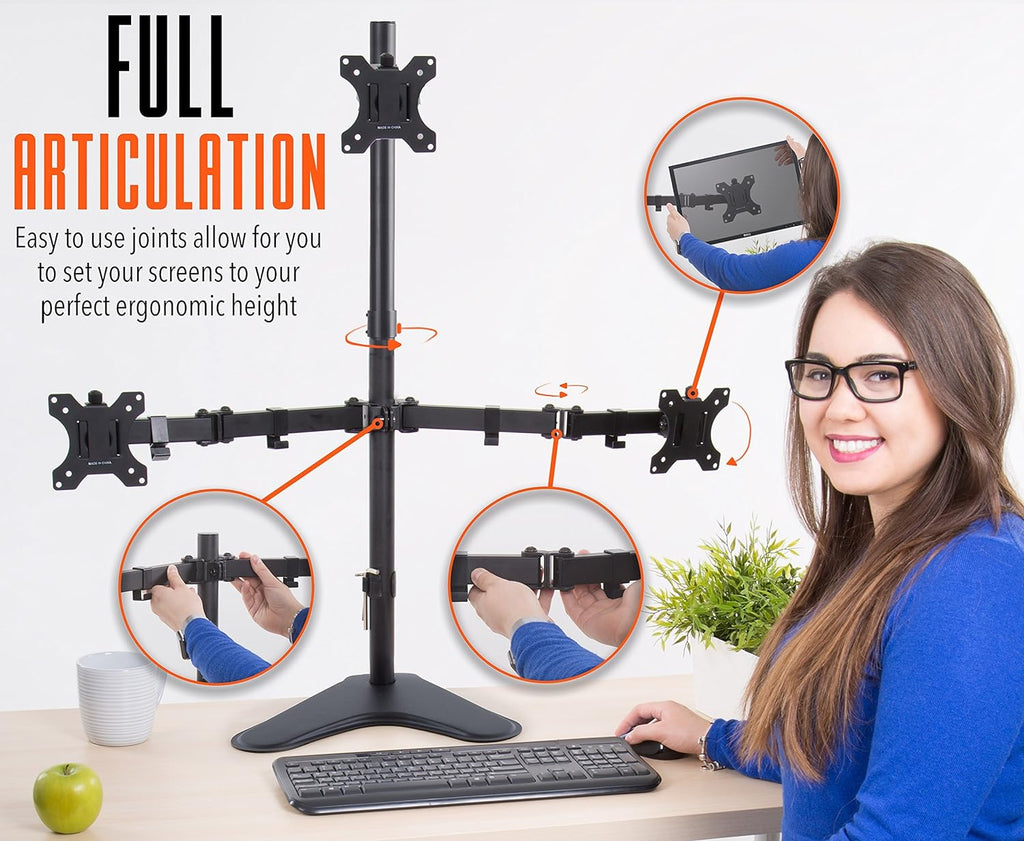 Freestanding Triple Monitor Mount Desk Stand with VESA Mounts V532