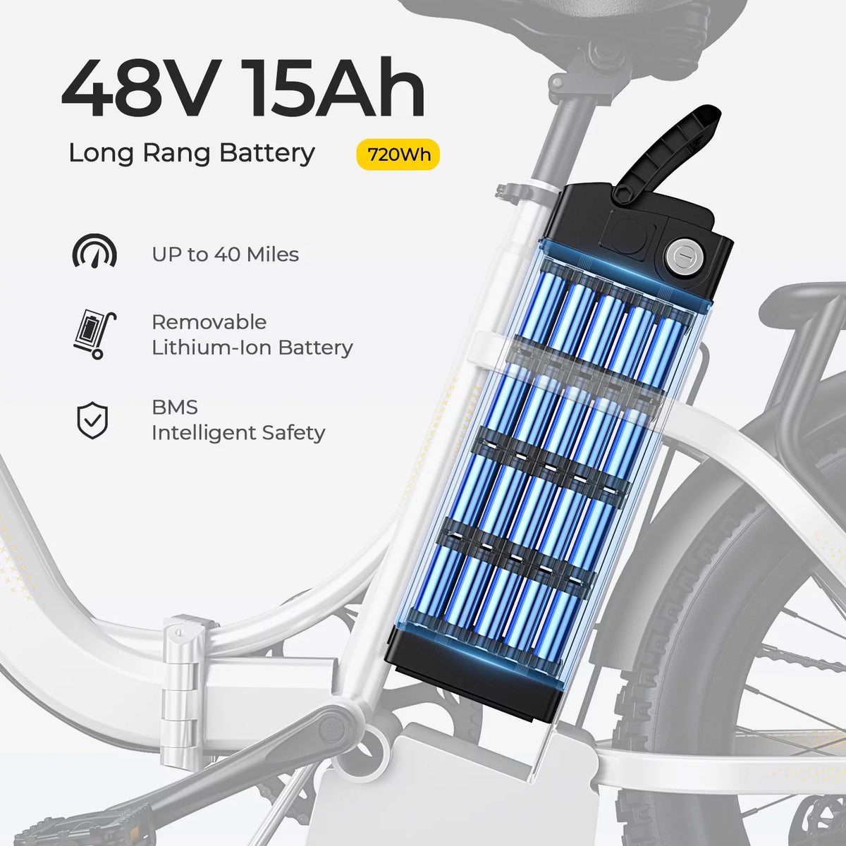 48V 15AH 750W Folding Electric Bike 20" Fat Tire E8692