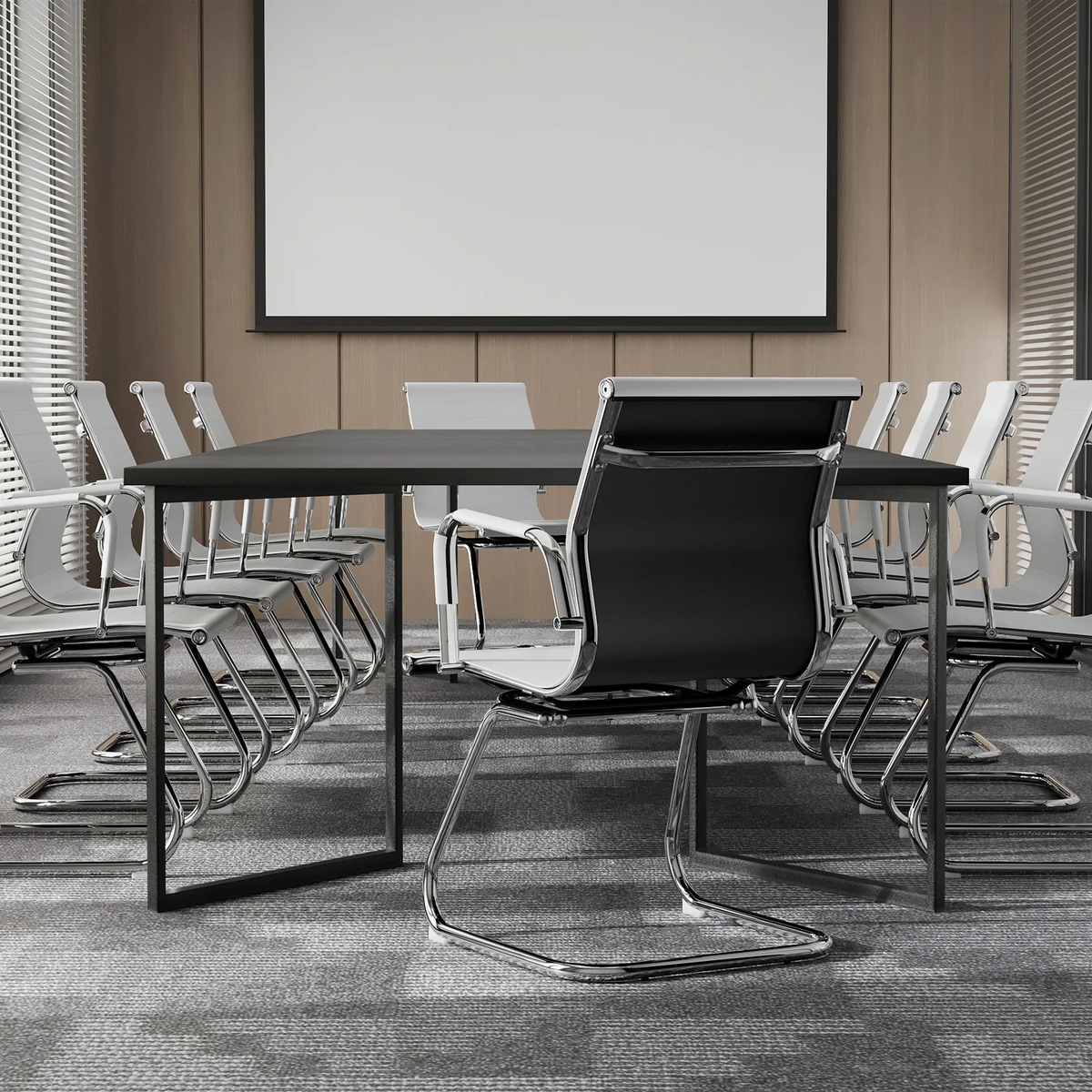 Set of 2 White Office Chairs with Sled Base T96547