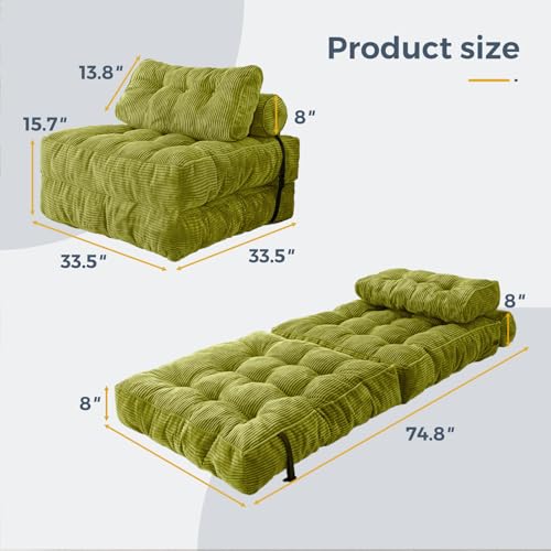 Folding Sofa Bed Convertible Sleeper Chair with Pillow Dark Grey E991385