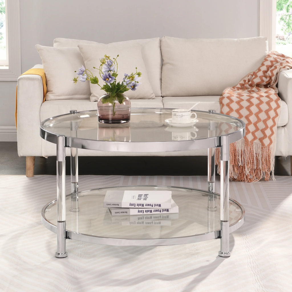 Acrylic Round Tempered Glass Coffee Table N832991