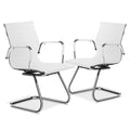 Set of 2 White Office Chairs with Sled Base T96547