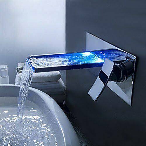 Chrome Finish LED Waterfall Bathroom Faucet R454