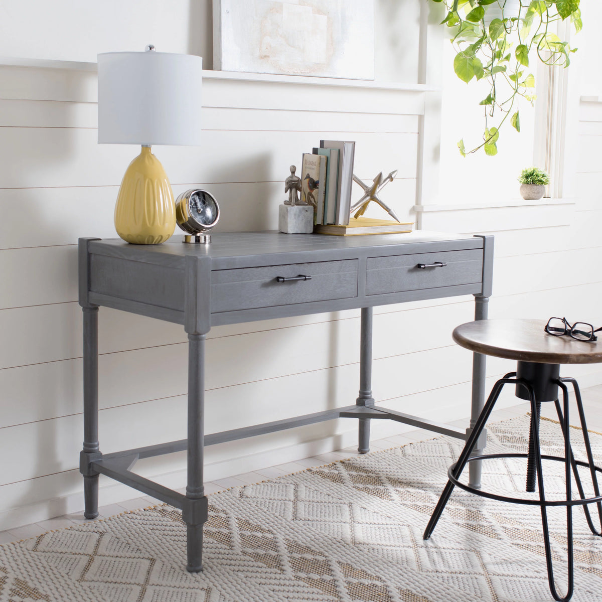 White Washed Grey 2-Drawer Writing Desk A34406