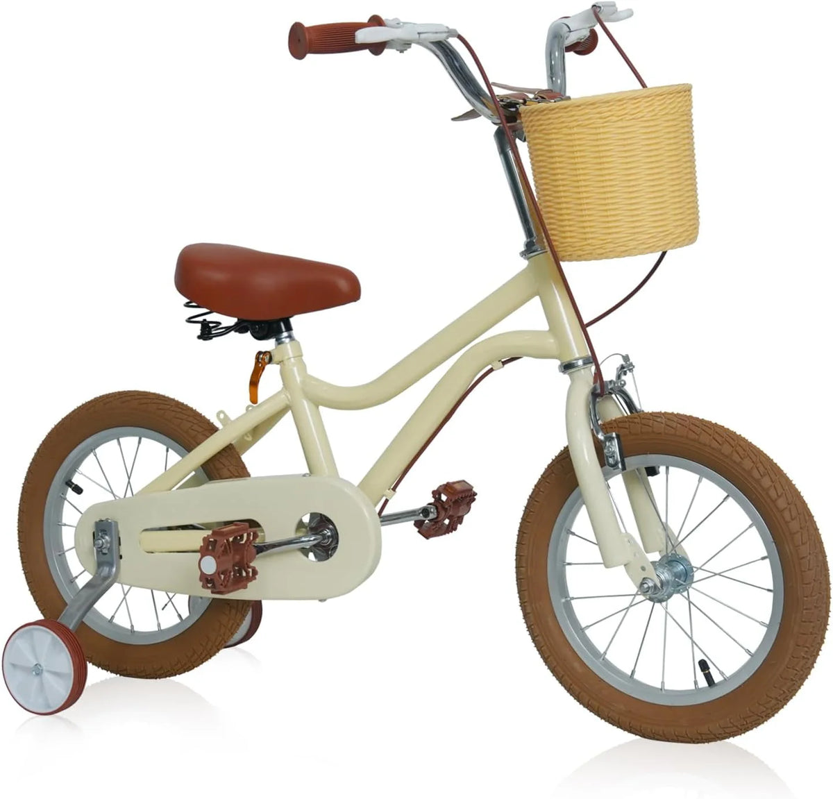 16 Inch Kids Bike with Handbrake Basket Training Wheels Yellow V585535