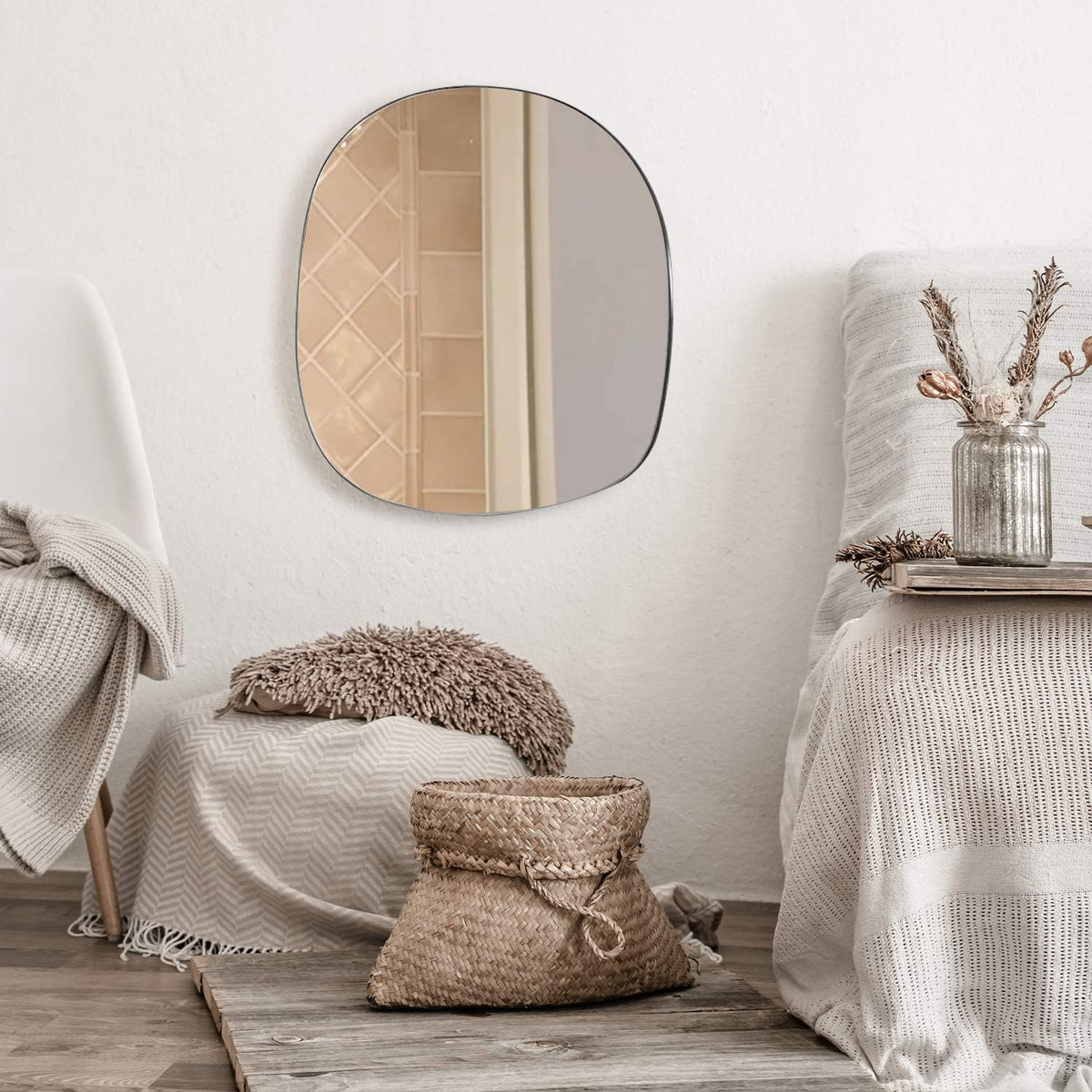 Asymmetrical Wall Mounted Mirror, 19.7 x 20.5 Inches Z30813