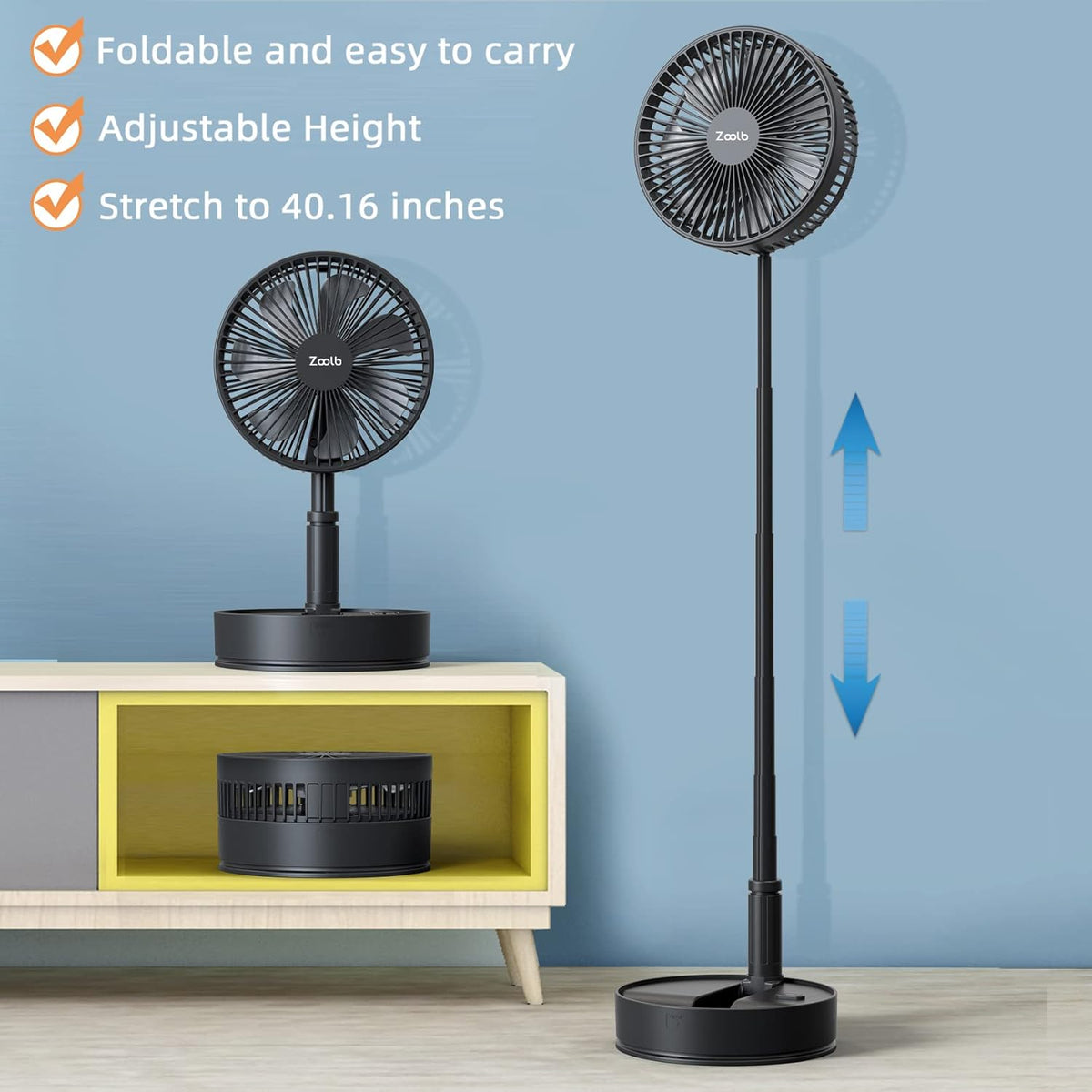 7200mAh Rechargeable Oscillating Portable Standing Fan U17593