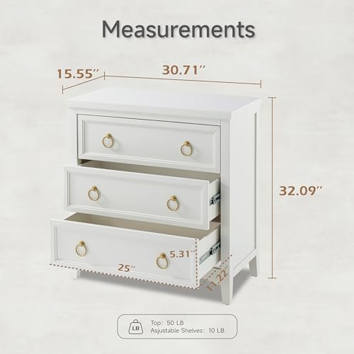 White 3-Drawer Dresser M420