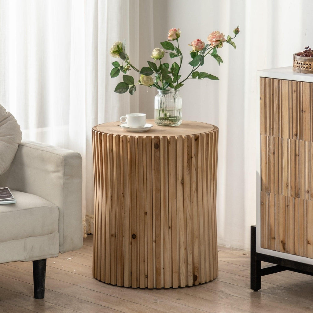 Cylindrical Coffee Table with Vertical Texture U135