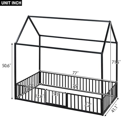 Black Twin Size Metal Floor Bed L3989
