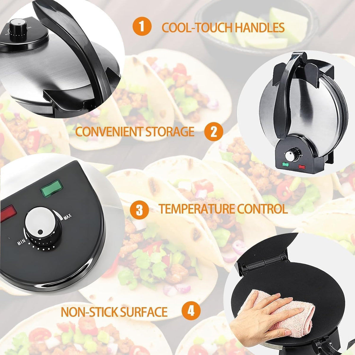 10 Inch Non-Stick Electric Tortilla Maker V740983