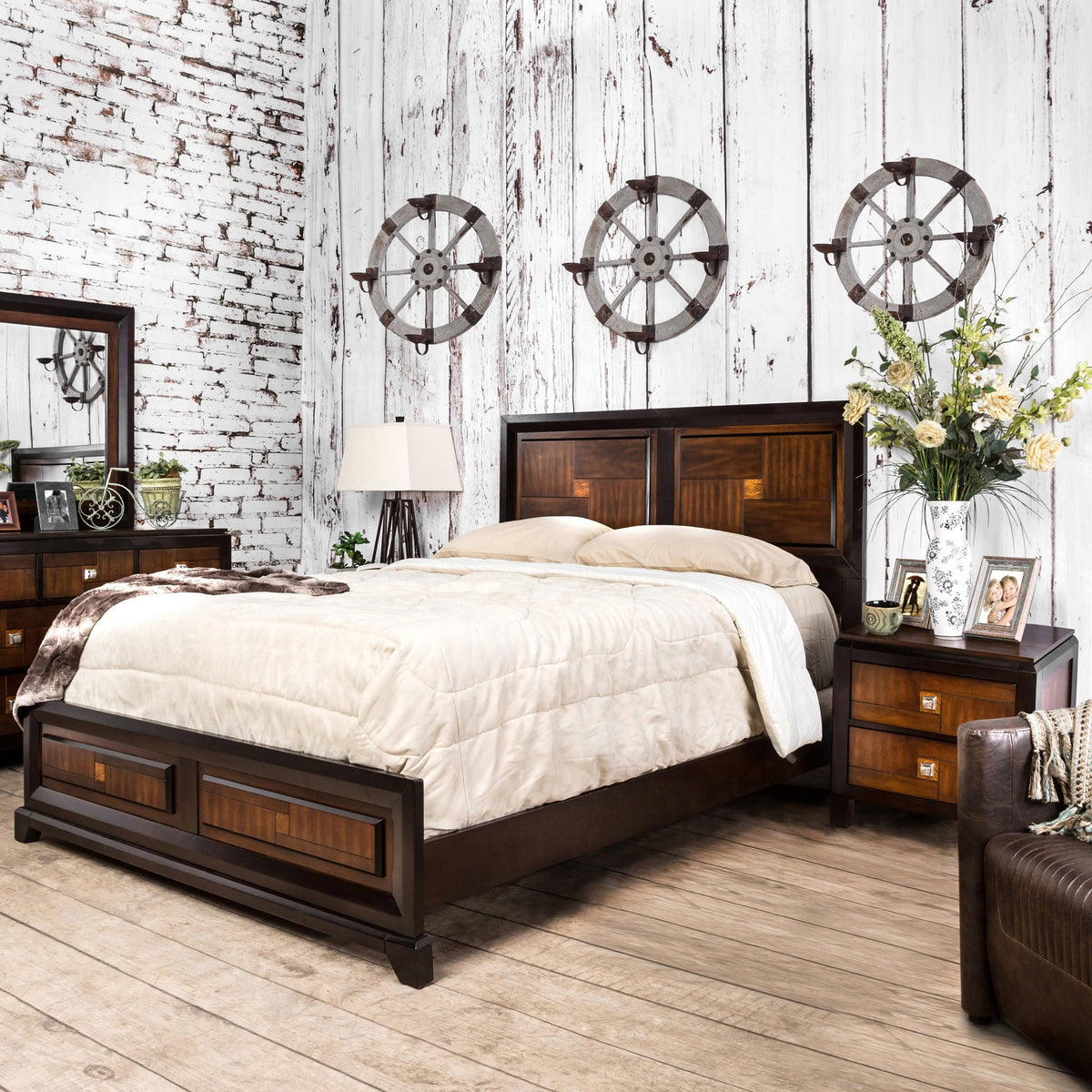 Walnut 2-Piece Bedroom Set, Full, Brown C3051