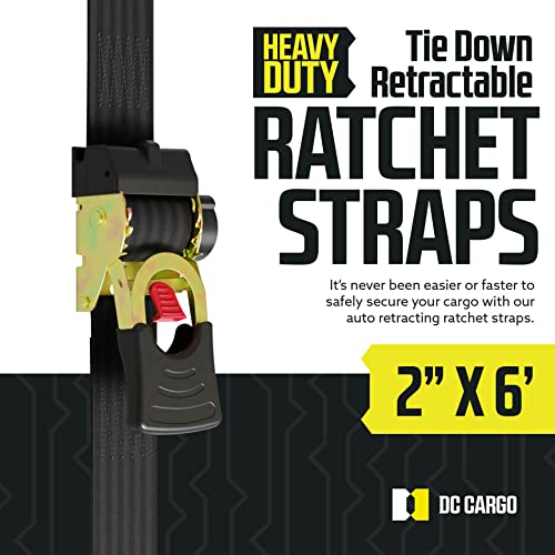 Retractable Ratchet Straps, 2 Pack (1 inch x 10 feet) - Black Ratchet Strap Tie Downs S3595