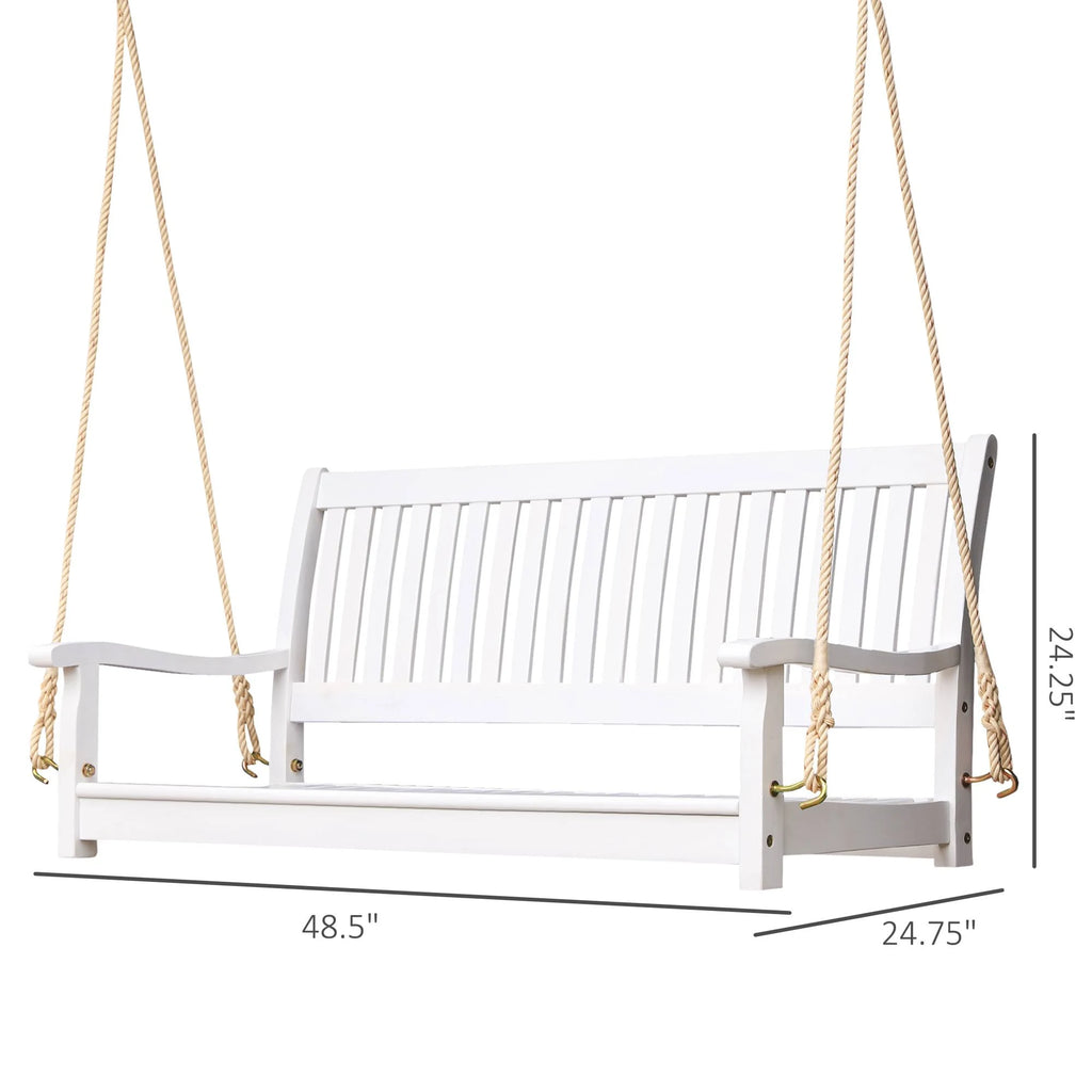 White Wooden Porch Swing Bench V994