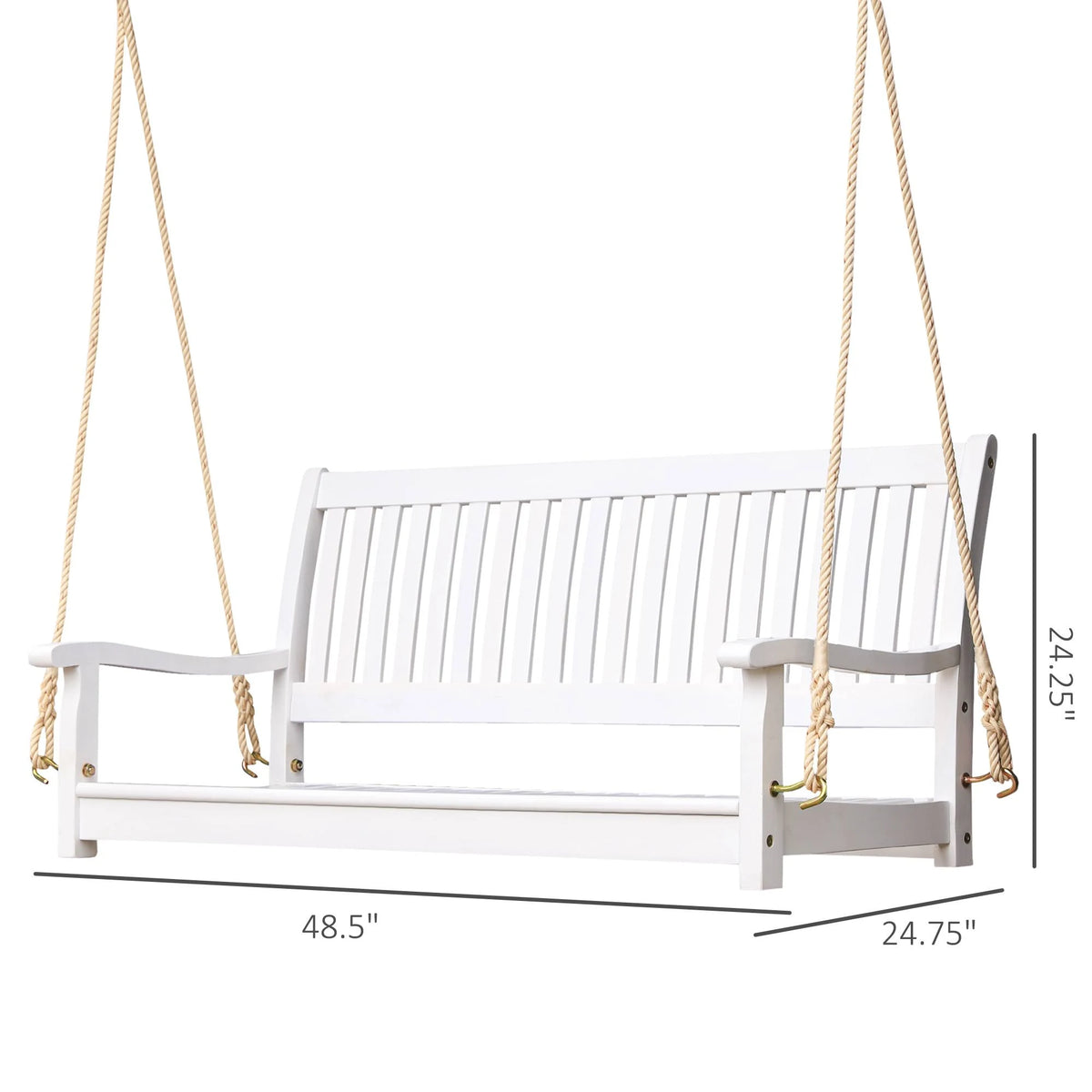 White Wooden Porch Swing Bench V994