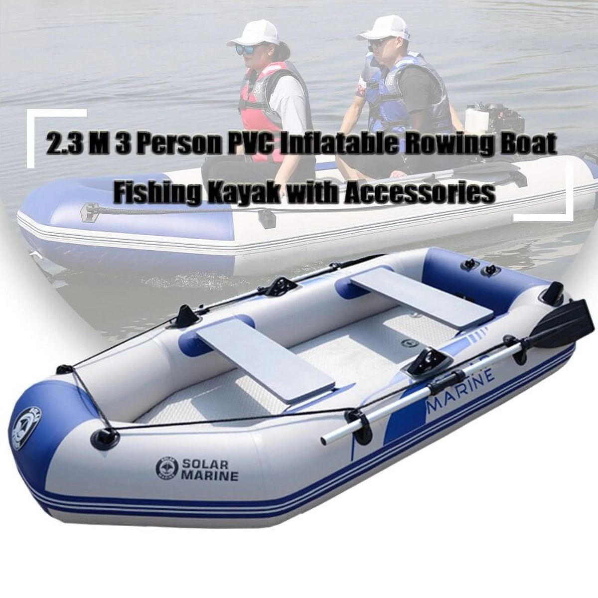 2.3m PVC Inflatable Rowing Boat with Oars and Pump K56185