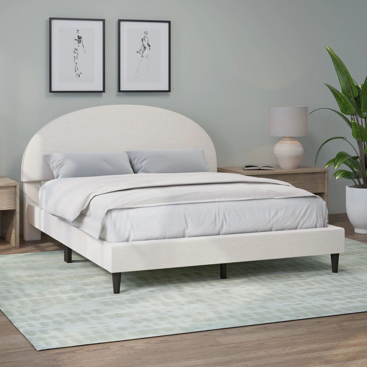 Queen Upholstered Platform Bed U496
