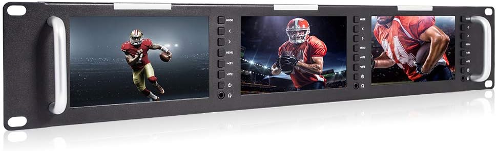 Triple 5 Inch 2RU Rack Mount Monitor LCD 800x400 3G SDI HDMI AV Input and Output K717