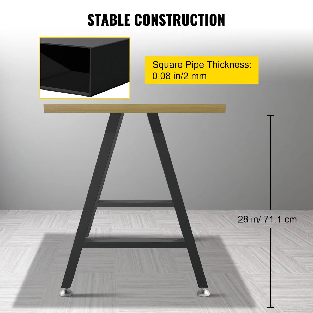 28 x 17.7 inch Black Metal Table Legs Set of 2 F856125