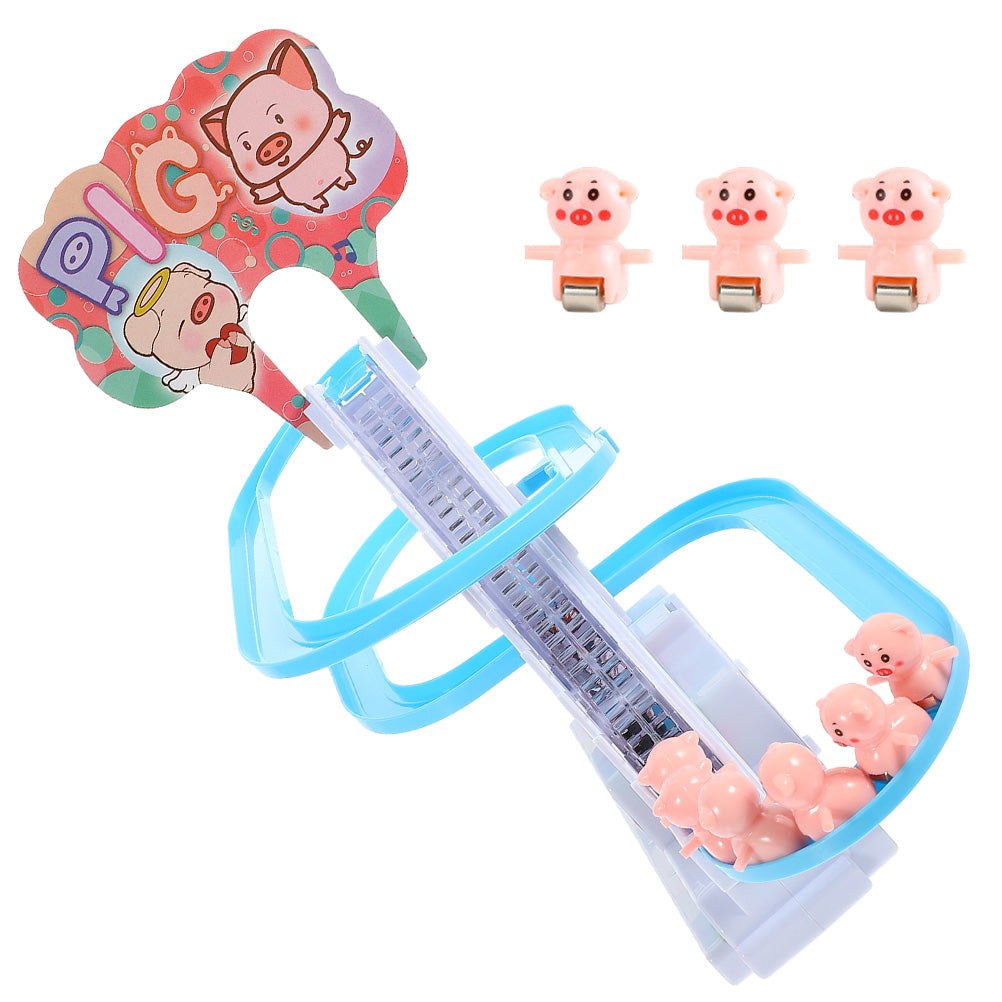 Small Piggy Sliding Toys Electric Piggy Climbing Stairs Tracks Slide Toy V8610