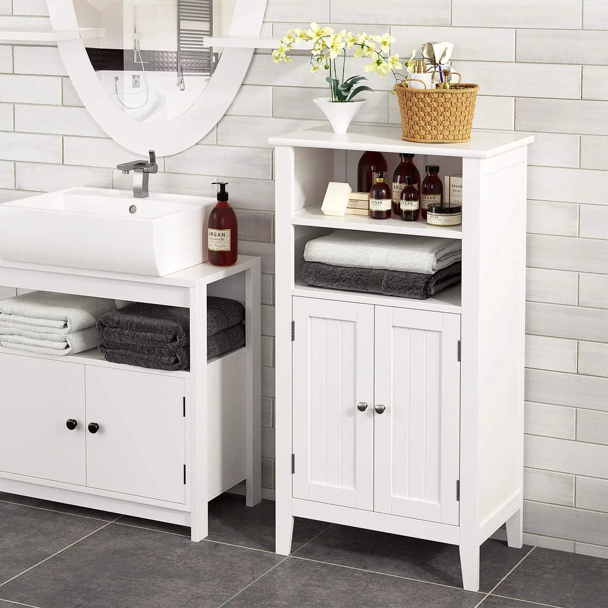 White 2 Door Wood Storage Cabinet Y478309