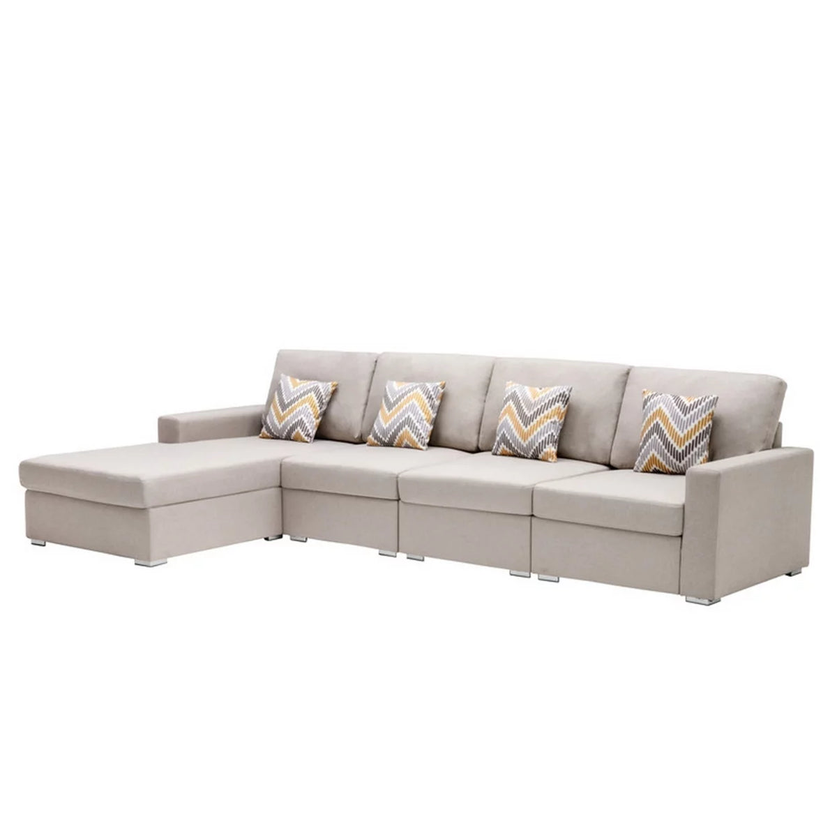 4pc Reversible Sectional Chaise Sofa with Pillows B259124