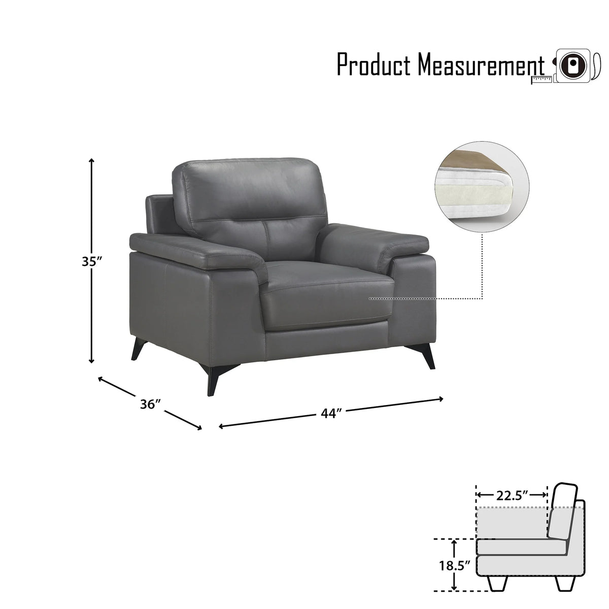Dark Gray Leather Upholstered Chair H87060