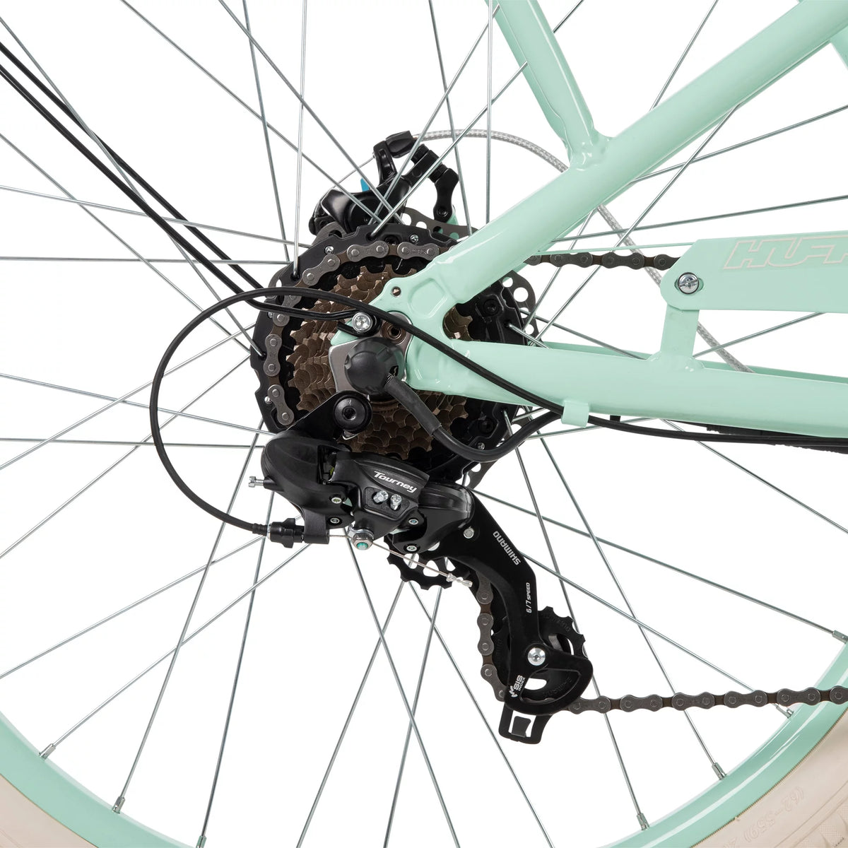 26-in 7-Spd Electric Cruiser Bike, Mint Green, 36V, 350W A9748