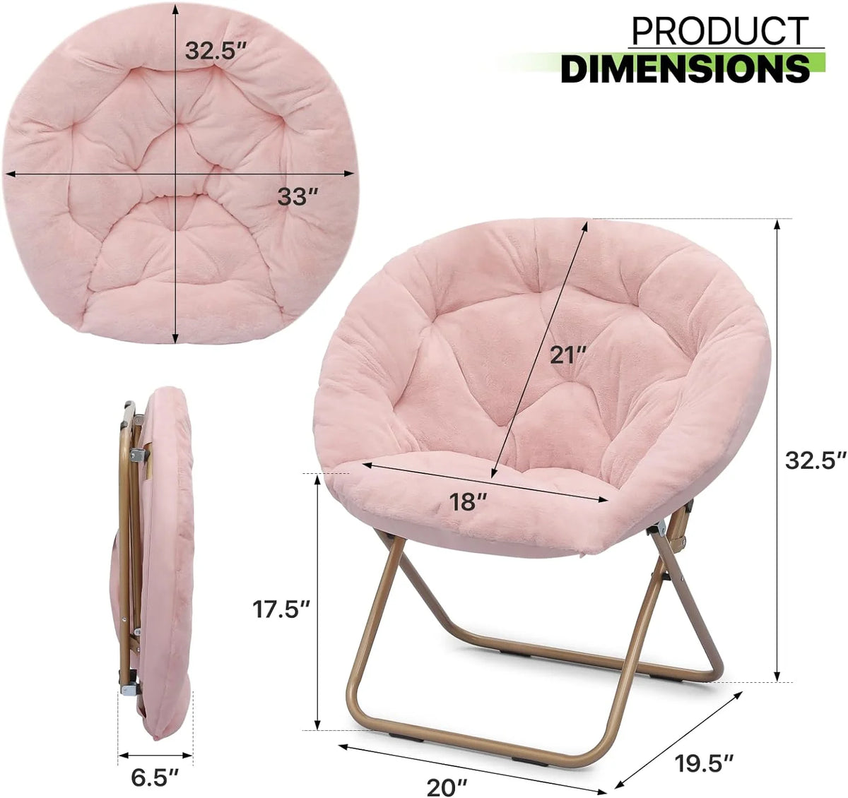 Oversized Foldable Moon Saucer Chair W3731