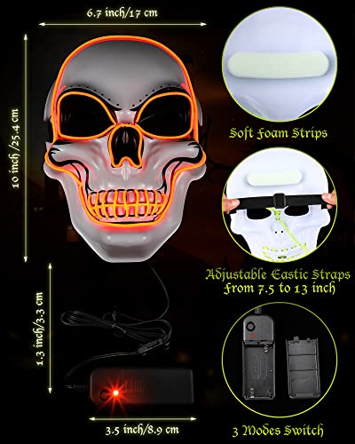 4 Pcs LED Light up Skull Mask K6723