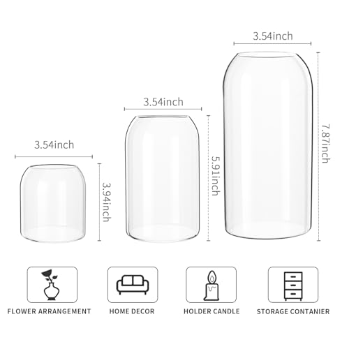 Clear Ribbed Glass Vase, 7.87 Inches M9706