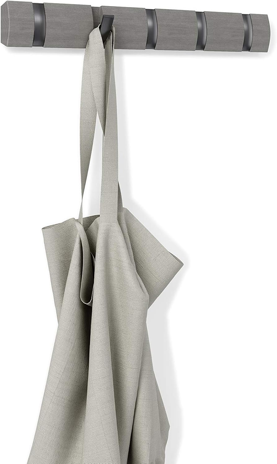 Natural/Nickel Wall Mounted Floating Rack with Retractable Hooks E806286